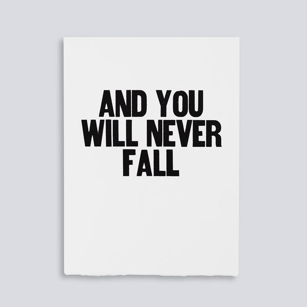 Image showing letterpress poster "And You Will Never Fall" by Paper Jam Press