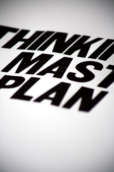 Image showing letterpress poster "Thinkin of a Master Plan"
