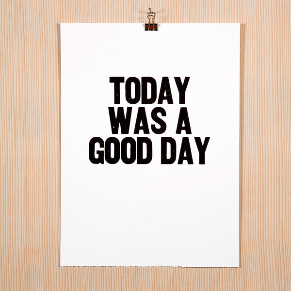 Image showing letterpress poster "Today Was a Good Day"